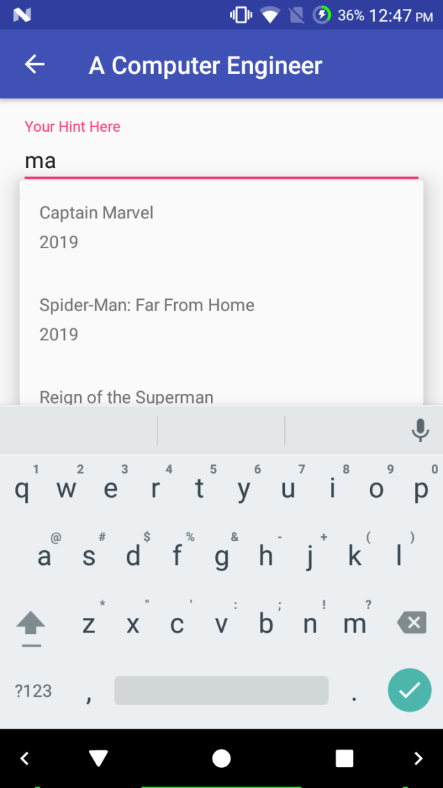 AutoCompleteTextView in Android