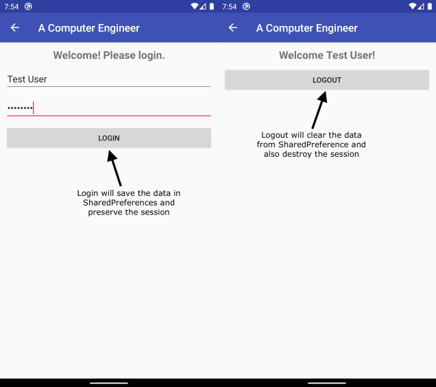 Shared Preferences in Kotlin with Login/Logout Session example